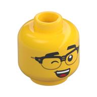 Black Eyebrows, Half-Rimmed Glasses, Smirk/Wink, Open Mouth Smile