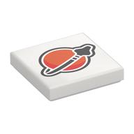 Деталь LEGO Tile 2 x 2 with Modern Classic Space Logo print, Белый