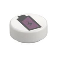 Деталь LEGO Tile Round 1 x 1 with Battery print, Белый