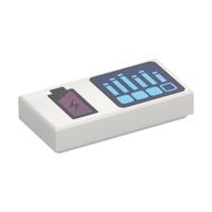 Деталь LEGO Tile 1 x 2 with Battery, Graph print, Белый