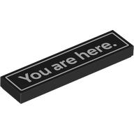 Деталь LEGO Tile 1 x 4 with 'YOU ARE HERE' print, Черный