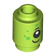 Деталь LEGO Brick Round 1 x 1 with Alien Face print, Лайм