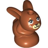 Деталь LEGO Animal, Rabbit / Bunny, Baby Sitting with Black Eyes, Tan Nose Print, Темно-оранжевый