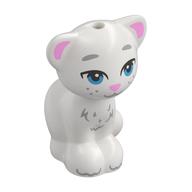 Деталь LEGO Animal, Cat, Sitting with Blue Eyes, Bright Pink Nose and Ears, Light Bluish Gray Markings Print, Белый
