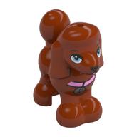Деталь LEGO Animal, Dog, Poodle with Bright  Pink Collar print, Темно-оранжевый