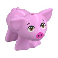 Деталь LEGO Animal, Pig, Small with Light Brown Eyes, Dark Pink Nose print, Ярко-розовый