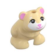 Деталь LEGO Animal, Hamster, Black Eyes, Whiskers, Bright Pink Nose, Ears, White Face, Песочный