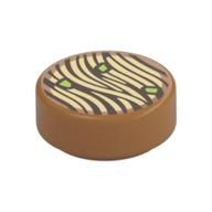 Деталь LEGO Tile Round 1 x 1 with Noodles print, Средне-темный телесный