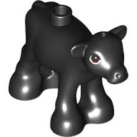Деталь LEGO Animal, Cow, Baby / Calf with Reddish Brown Eyes and White Pupils Print, Черный