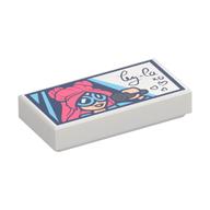 Деталь LEGO Tile 1 x 2 with Signed Portrait of Ley La print, Белый