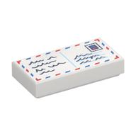 Деталь LEGO Tile 1 x 2 with Air Mail Letter print, Белый