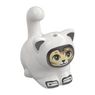 Деталь LEGO Animal, Cat, Chubby with Space Suit, Dark Tan/Bright Light Yellow Face print, Белый
