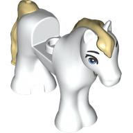 Деталь LEGO Animal, Horse / Foal, 1 x 1 Cutout, Tan Tail and Mane print, Белый