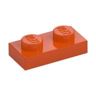 Деталь LEGO Пластина 1 x 2, Красно-оранжевый