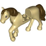 Деталь LEGO Animal, Horse with Raised Leg, Moveable Head, Dark Brown Tail, and Mane print, Песочный