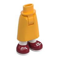 Деталь LEGO Minidoll Hips and Skirt with Exposed Ankles with White Legs, Dark Red Shoes, White Laces print, Ярко-светло-оранжевый