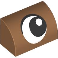 Деталь LEGO Brick Curved 1 x 2 x 1 No Studs with Eye, Looking Right print, Средне-темный телесный