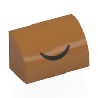 Деталь LEGO Brick Curved 1 x 2 x 1 No Studs with Black Smile print, Средне-темный телесный