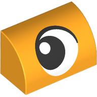 Деталь LEGO Brick Curved 1 x 2 x 1 No Studs with Eye, Looking Left print, Ярко-светло-оранжевый