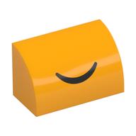 Деталь LEGO Brick Curved 1 x 2 x 1 No Studs with Black Smile print, Ярко-светло-оранжевый