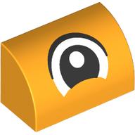 Деталь LEGO Brick Curved 1 x 2 x 1 No Studs with Eye, Looking Center print, Ярко-светло-оранжевый