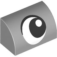 Деталь LEGO Brick Curved 1 x 2 x 1 No Studs with Eye, Looking Right print, Светлый сине-серый