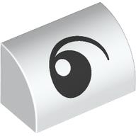 Деталь LEGO Brick Curved 1 x 2 x 1 No Studs with Eye, Looking Left print, Белый