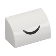 Деталь LEGO Brick Curved 1 x 2 x 1 No Studs with Black Smile print, Белый