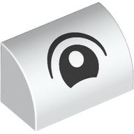 Деталь LEGO Brick Curved 1 x 2 x 1 No Studs with Eye, Looking Center print, Белый