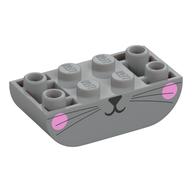 Деталь LEGO Brick Curved Double 2 x 4 Inverted with Animal Face, Bright Pink Cheeks print, Светлый сине-серый