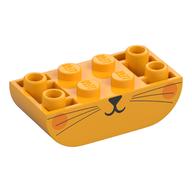 Деталь LEGO Brick Curved Double 2 x 4 Inverted with Kitten/Cat Face, Dark Orange Cheeks print, Ярко-светло-оранжевый