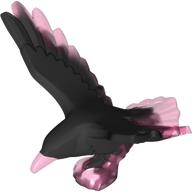 Деталь LEGO Animal, Raven with Open Wings and Black Marbled pattern, Прозрачный темно-розовый