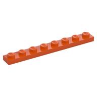 Деталь LEGO Пластина 1 x 8, Красно-оранжевый