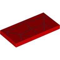 Деталь LEGO Tile 2 x 4 with Dark Red Webs print, Красный