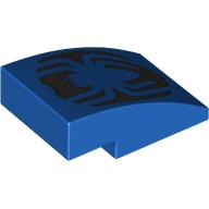Деталь LEGO Slope Curved 3 x 2 No Studs, Inverted Black Spider Logo Print, Голубой