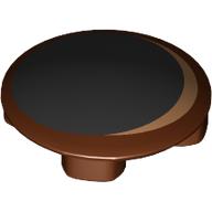 Деталь LEGO Plate Round 2 x 2 with Rounded Bottom, Medium Nougat and Black Eye Print, Красно-коричневый