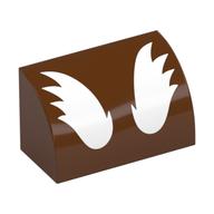 Деталь LEGO Brick Curved 1 x 2 x 1 No Studs, White Wings / Eyebrows Print, Красно-коричневый