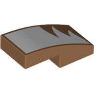 Деталь LEGO Slope Curved 2 x 1 No Studs, White Fur Print, Средне-темный телесный