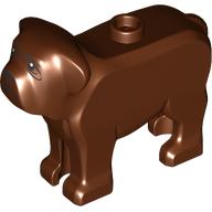 Деталь LEGO Animal, Dog, Big with Wrinkles Face print (Fang), Красно-коричневый