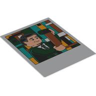 Деталь LEGO Polaroid Photo with Minifigure Holding Camera Film Print, Белый