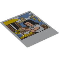 Деталь LEGO Polaroid Photo with Minifigure Eating Near the Sea Print, Белый