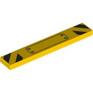 Деталь LEGO Tile 1 x 6 with Warning Stripes, Ribbited Plate print, Желтый