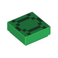 Деталь LEGO Tile 1 x 1 with Dark Green Squares / Pixilated Turtle Shell print, Зеленый