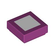 Деталь LEGO Tile 1 x 1 with White Square print, Пурпурный