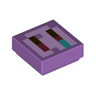 Деталь LEGO Tile 1 x 1 with Pixilated Pig Nose print, Средне-лавандовый