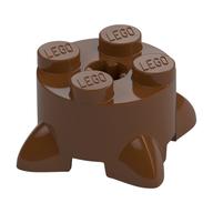 Деталь LEGO Brick Round 2 x 2 Special with Roots, Красно-коричневый