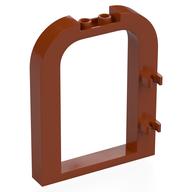 Деталь LEGO Дверная коробка 1 x 6 x 6 1/3, со скруглённым верхом, с клипсами, Темно-оранжевый