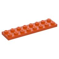 Деталь LEGO Пластина 2 x 8, Красно-оранжевый