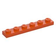 Деталь LEGO Пластина 1 x 6, Красно-оранжевый