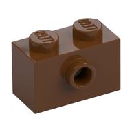Деталь LEGO Brick Special 1 x 2 with 1 Center Stud on 1 Side, Красно-коричневый